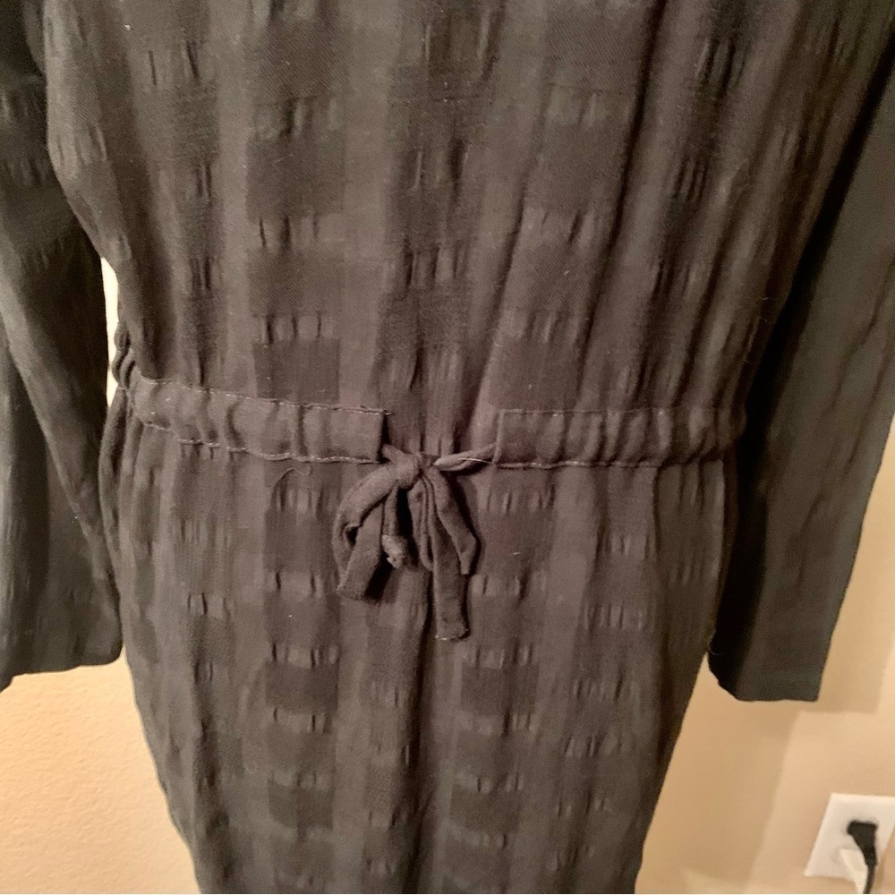 Vintage A.K.F. New York Long Rayon Blouse Medium Black Pattern Made in U.S.A. - Picture 8 of 15